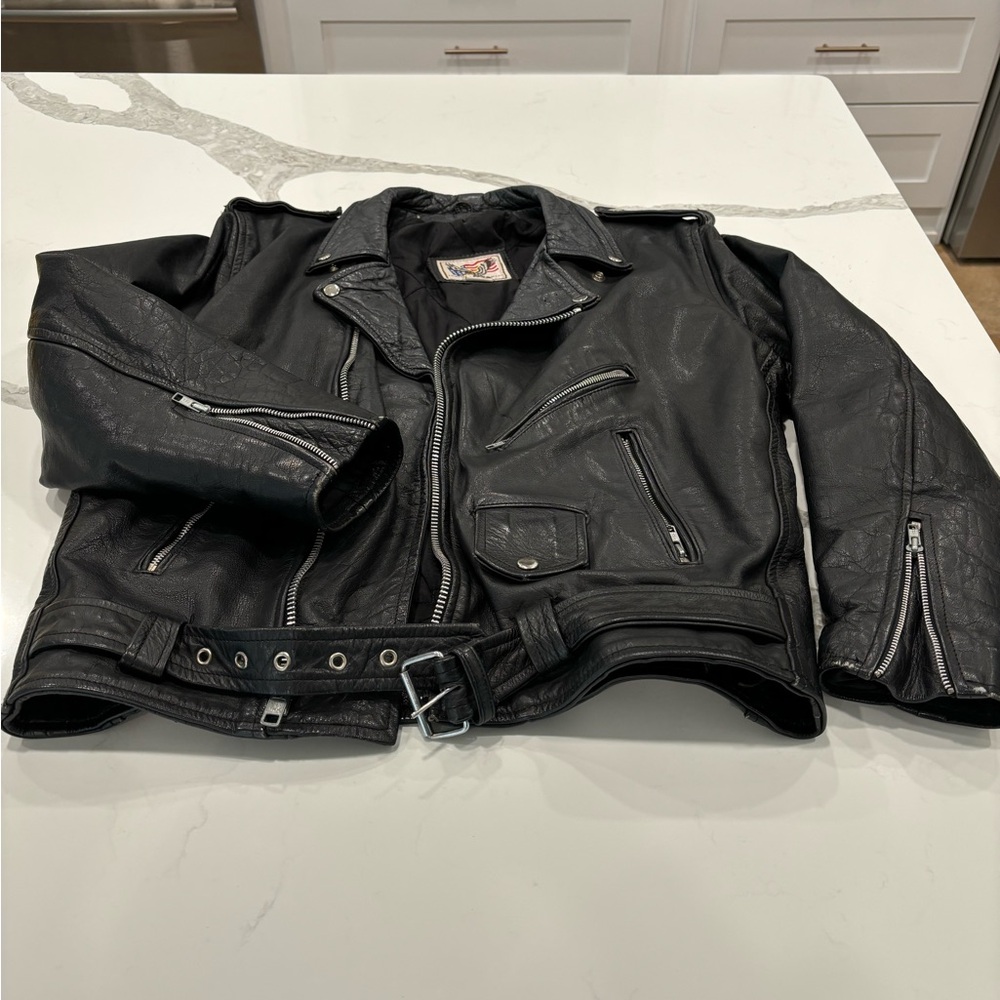 Vintage Harley Davidson, 100% authentic leather bomber jacket with buckle - Picture 3 of 9